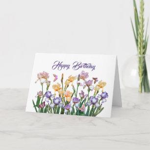 Tarjeta Iris Morado Mariposa Mariposa Rosa Floral Cumpleañ