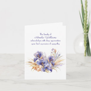 Tarjeta Iris morado por simpatía gracias de familia