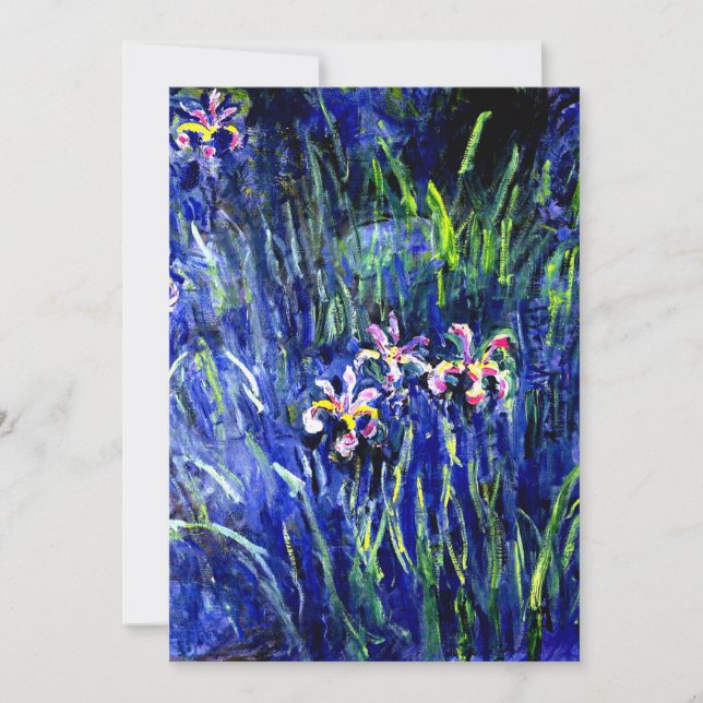 Tarjeta Irises, famoso cuadro de Claude Monet, (Anverso)