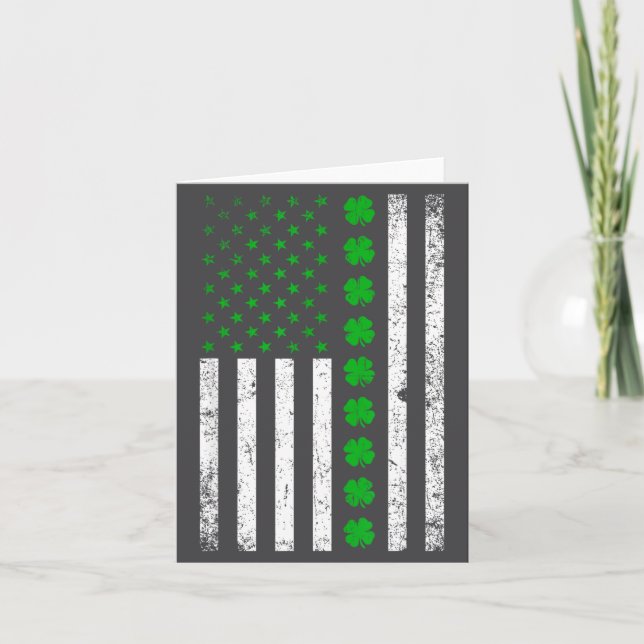 Tarjeta Irish American Flag St. Patrick's Day Shamrock  (Anverso)