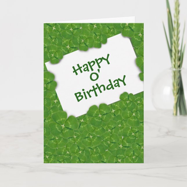 Tarjeta Irish Birthday Message in Shamrocks (Anverso)