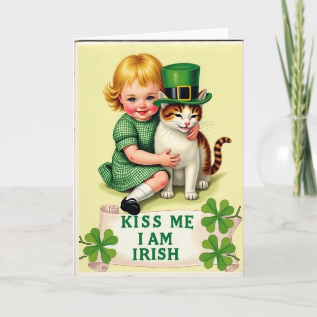 Tarjeta Irish Blessing Kitten Friend Card (Anverso)