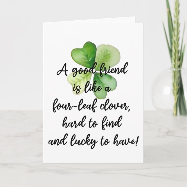 Tarjeta Irish Blessing Lucky 4 Leaf Clover Friendship  (Anverso)