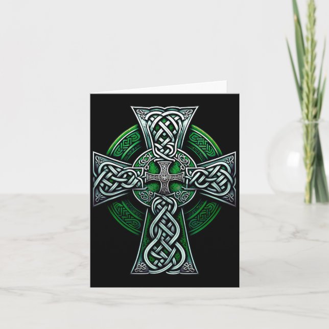 Tarjeta Irish Celtic Cross Knot Christian Holy Trinity Sco (Anverso)