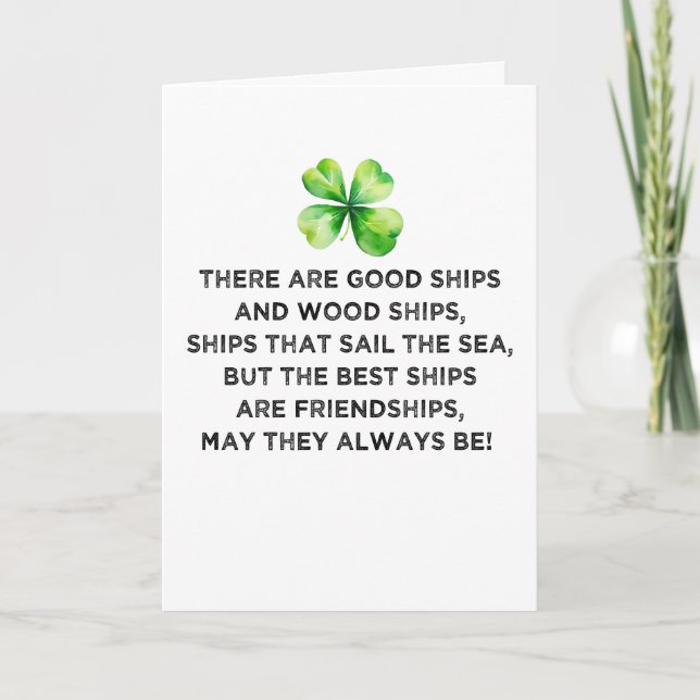 Tarjeta Irish Friendship Toast 4 Leaf Clover St Patricks  (Anverso)