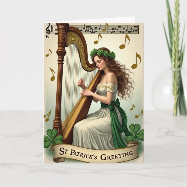 Tarjeta Irish Harp Serenade St Patricks Card (Anverso)