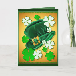 Tarjeta Irish Hat and Shamrocks Card