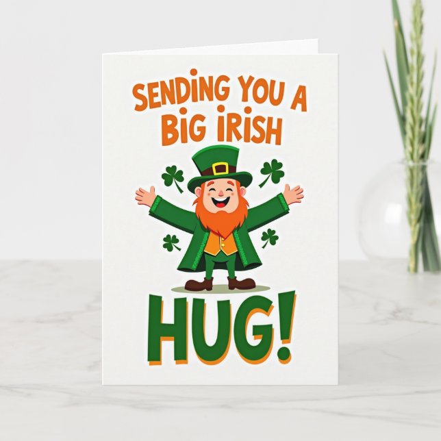 Tarjeta Irish Leprechaun Hugs St Patricks Card (Anverso)