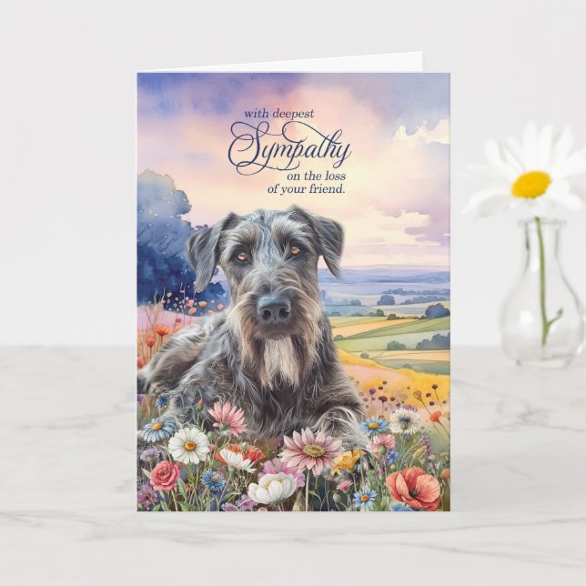 Tarjeta Irish Wolfhound Dog with Wildflowers Pet Sympathy (Planta pequeña)