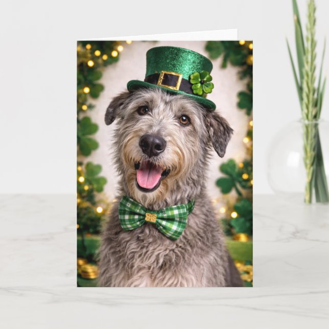 Tarjeta Irish Wolfhound St. Patrick’s Day Card  (Anverso)