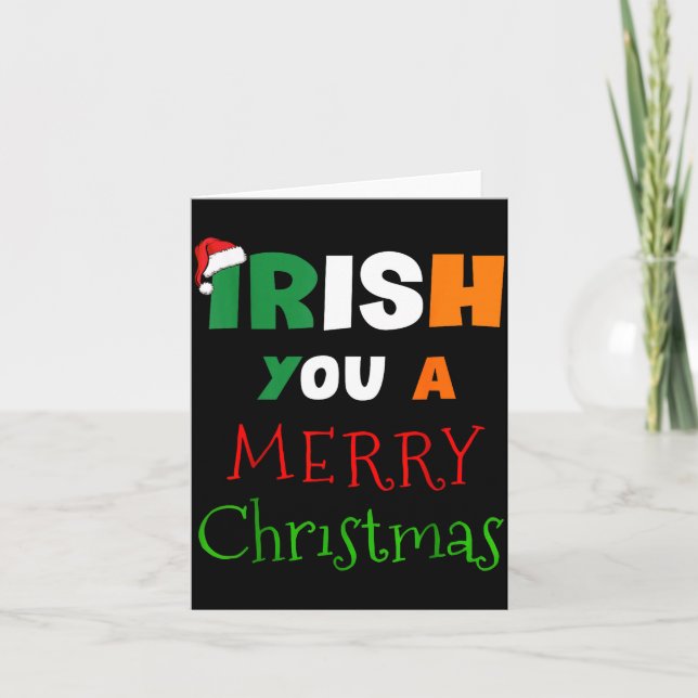 Tarjeta Irish You A Merry Christmas Ireland Flag Xmas Hat  (Anverso)
