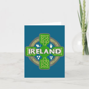 Tarjeta Irlanda Día de San Patricio Cruz Celta Verde