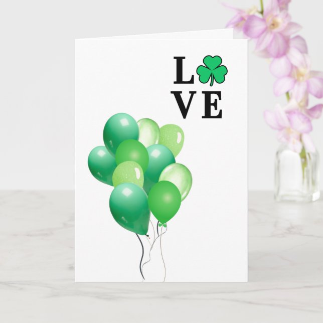 Tarjeta Irlanda Irlandés AMOR Globo Verde Diversión (Orquídea)