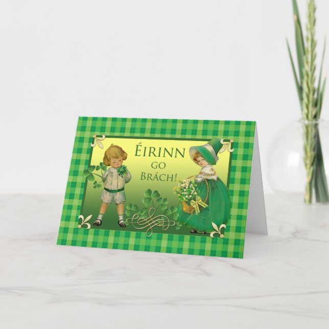 Tarjeta Irlanda por siempre Día de San Patricio en gaélico (Anverso)