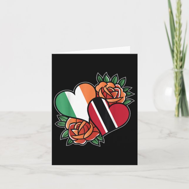 Tarjeta Irlanda Trinidad y Tobago Bandera Corazón Mitad Ir (Anverso)