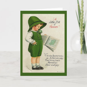 Tarjeta Irlandés vintage St Patrick's Day llevado en verde