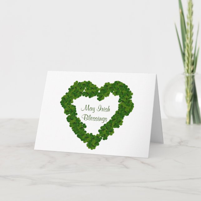 Tarjeta irlandesa de corazón Shamrock (Anverso)