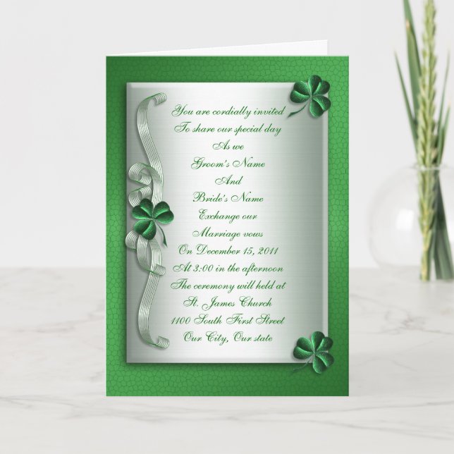Tarjeta irlandesa de invitación a bodas (Anverso)