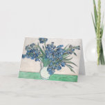 Tarjeta Irlandeses | Vincent Van Gogh<br><div class="desc">Irises (1890) | Obra de arte original del artista holandés post-impresionista Vincent Van Gogh (1853-1890). El cuadro retrata una vida tranquila con un ramo de flores azules sobre una mesa verde con un fondo blanco cremoso. Utilice las herramientas de diseño para agregar texto personalizado o personalizar la imagen.</div>