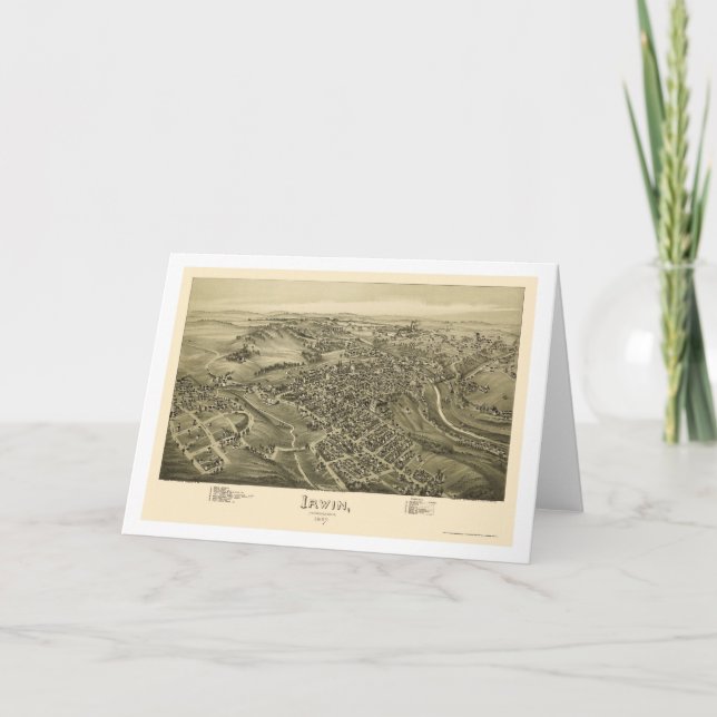 Tarjeta Irwin, mapa panorámico del PA - 1897 (Anverso)
