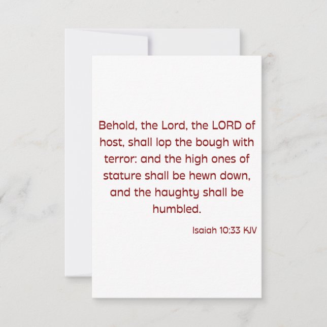 Tarjeta Isaiah 10:33 KJV Biblia Verse Flat Greeting (Anverso)