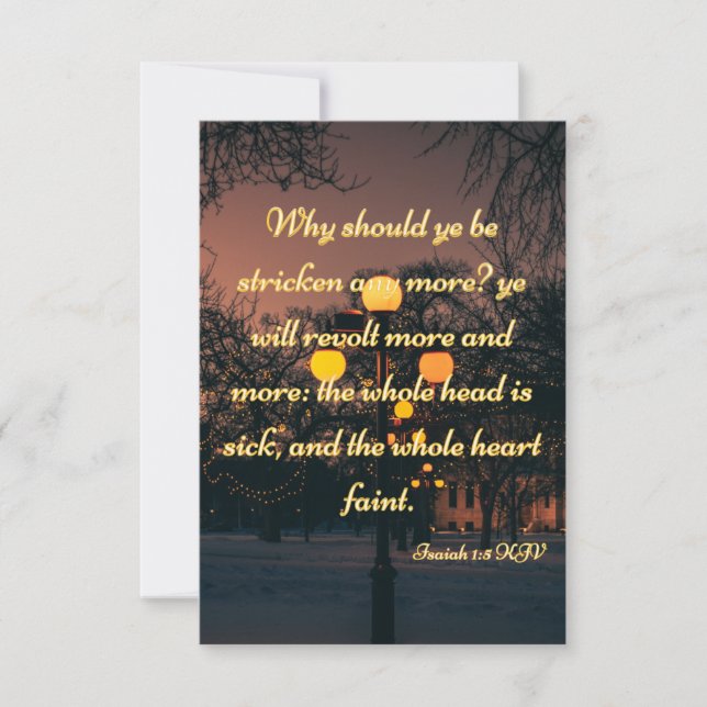 Tarjeta Isaiah 1:5 KJV Bible Scripting Pic Greeting Card (Anverso)