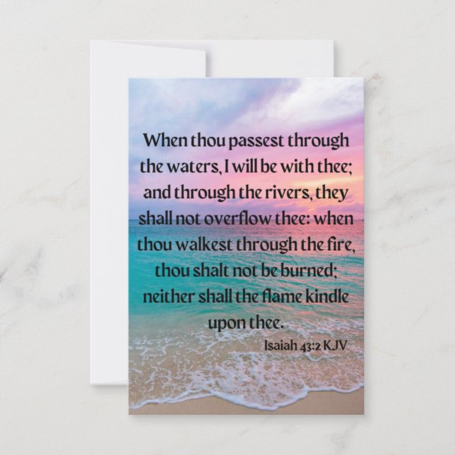 Tarjeta Isaiah 43:2 KJV Biblia Verse Pic Flat Greeting (Anverso)