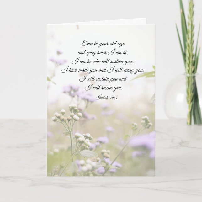 Tarjeta Isaiah 46:4 Te sostendré Wildflowers (Anverso)