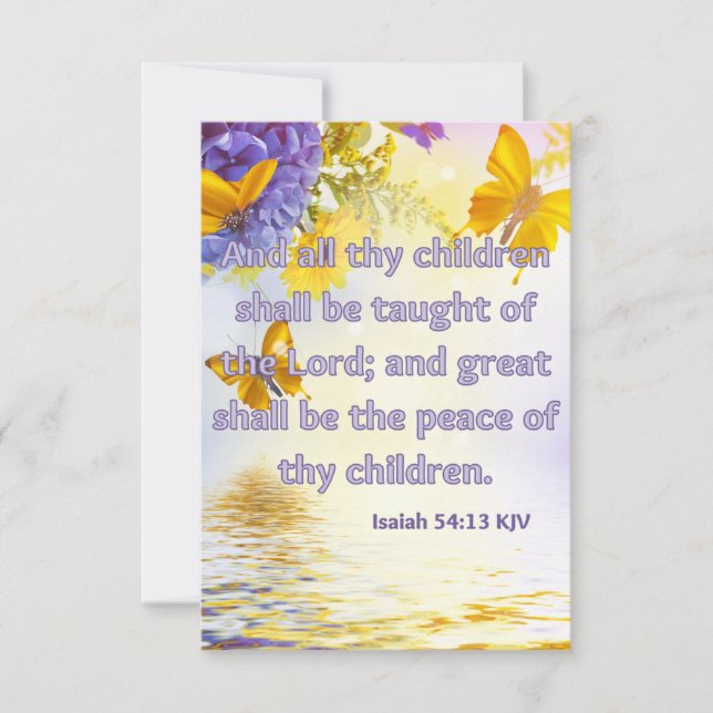 Tarjeta Isaiah 54:13 KJV Biblia Scripture Fic Greeting (Anverso)