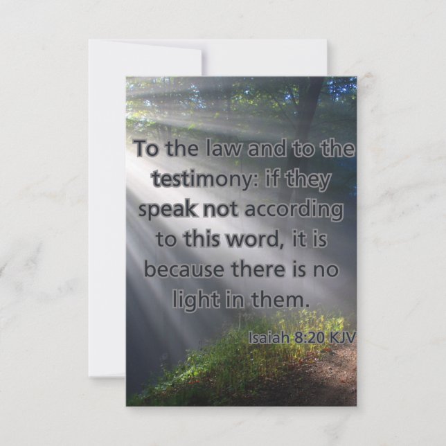 Tarjeta Isaiah 8:20 KJV Biblia Scripture Fic Greeting (Anverso)