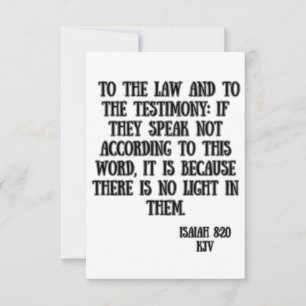 Tarjeta Isaiah 8:20 KJV Biblia Scripture Saludo