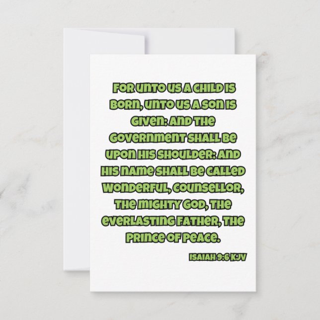 Tarjeta Isaiah 9:6 Saludo de las Escrituras Bibliales de K (Anverso)