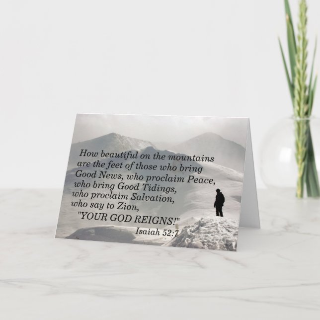 Tarjeta Isaías 52:7 Qué hermosas son las montañas (Anverso)