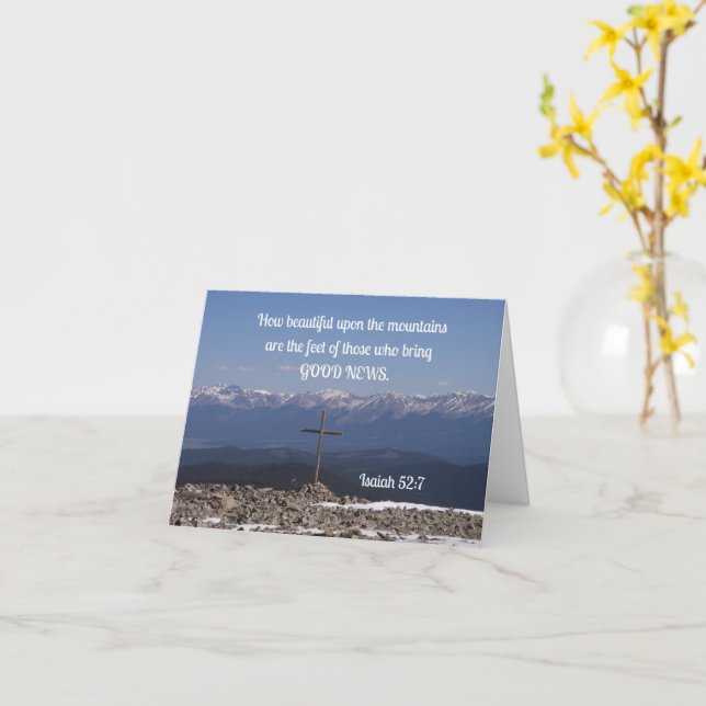 Tarjeta Isaías 52:7 Qué hermosas son las montañas (flor amarilla)