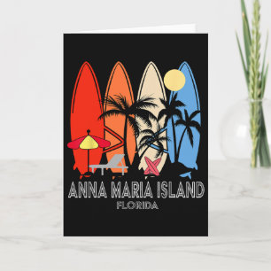 Tarjeta Isla Anna Maria Playa Florida Tabla de surf retro
