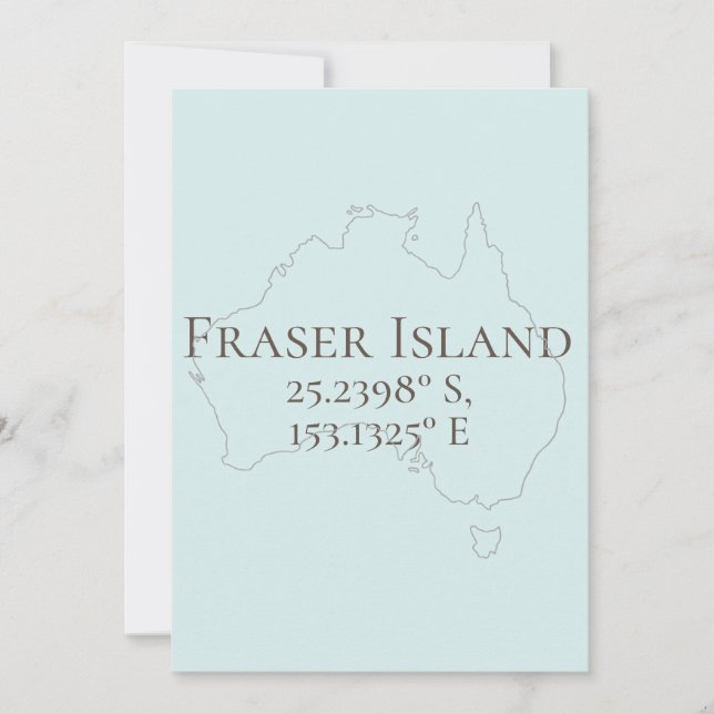Tarjeta Isla Fraser Australia Latitud y longitud (Anverso)