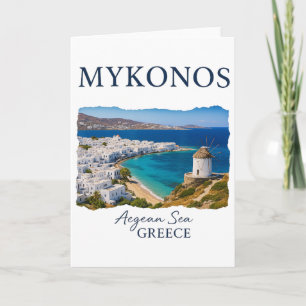 Tarjeta Isla griega Mykonos vacaciones viajes vida costera