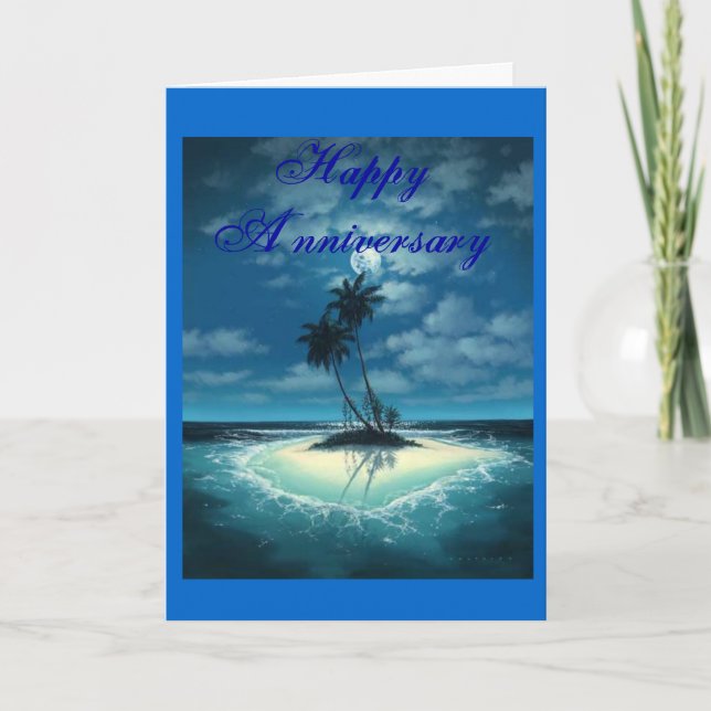 Tarjeta Isla-Romance, aniversario feliz (Anverso)
