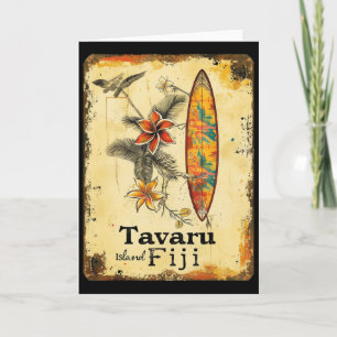 Tarjeta Isla Tavaru Fiji Tabla de surf Playa Surfista Surf