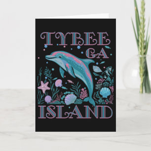 Tarjeta Isla Tybee Ga Amante Del Delfín Colorido Recuerdo