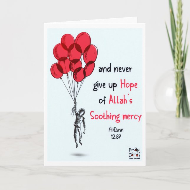 Tarjeta Islamic Encouragement - Red Balloons (Anverso)