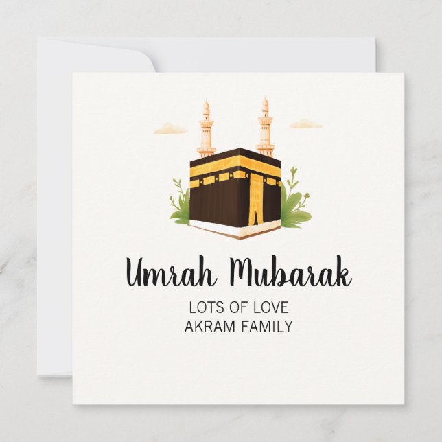 Tarjeta islámica personalizada Umrah Hajj Mubarak (Anverso)