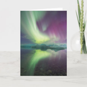 Tarjeta Islandia, Jokulsarlon. Reflejo de las luces de Aur