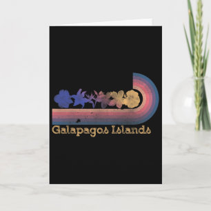 Tarjeta Islas Galápagos Retro Flores Tropicales Estilo 80