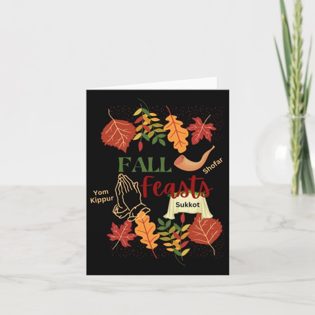 Tarjeta Israel Yisrael Fiestas de Otoño Shofar Sukkot Yom  (Anverso)