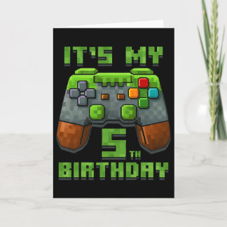 Tarjeta It’s My 5th Birthday Shirt Gamer Video Pixel Game 