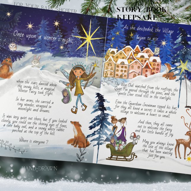 Tarjeta It Takes a Village Winter Fairy Storybook Keepsake (It Takes a Village Winter Fairy Storybook Keepsake Card- inside)