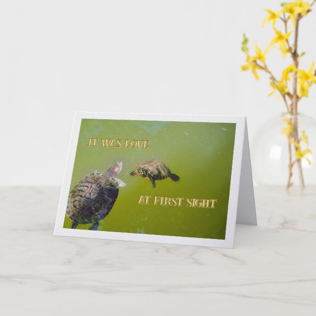 Tarjeta It Was Love At First Sight /Happy Anniversary (flor amarilla)