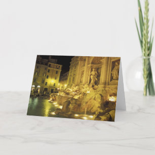 Tarjeta Italia, Roma. Fontana de Trevi de noche.