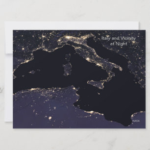 Tarjeta Italia se ilumina de noche, imagen de la NASA